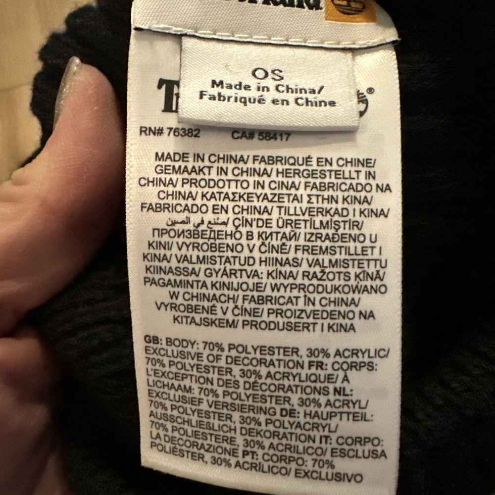 Timberland Men's Cuffed Ribbed Black Hat Knit Beanie One Size - Picture 4 of 4